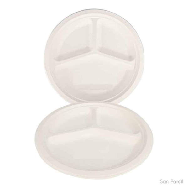 Biodegradable 3 CP Sugarcane Plates 10 Inch/9 Inch